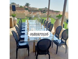 VIP Wooden Glass Tables And Chairs Rentals In Dubai.